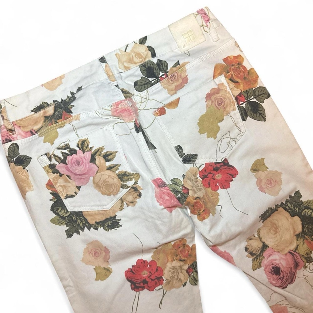 NEW Insight VTG 2010s White Vintage Floral Print Mid-Rise Skinny Pants — Size 26 - Picture 5 of 6